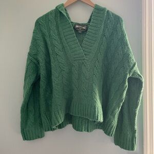 American Eagle Green Hooded Sweater